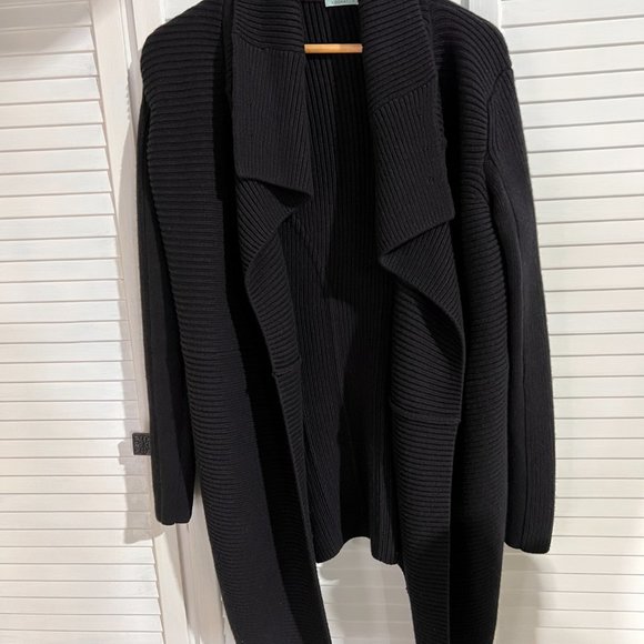 Kookai Size 2 ( AUS 12)  Black Thick Wool Blend Cardigan Waterfall Open Style - Picture 3 of 10